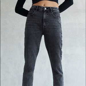 High-rise mom jeans in faded black
